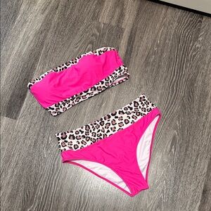 Pink Leopard High-Waisted Bikini